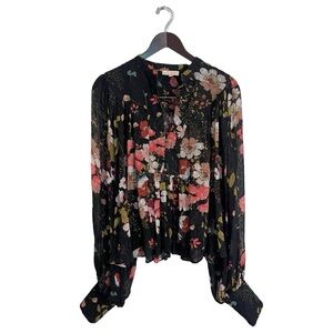 by Timo Black Floral Long Sleeve Blouse